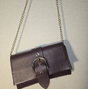 Euc Henri Bendel Maroon Leather Clutch Crossbody